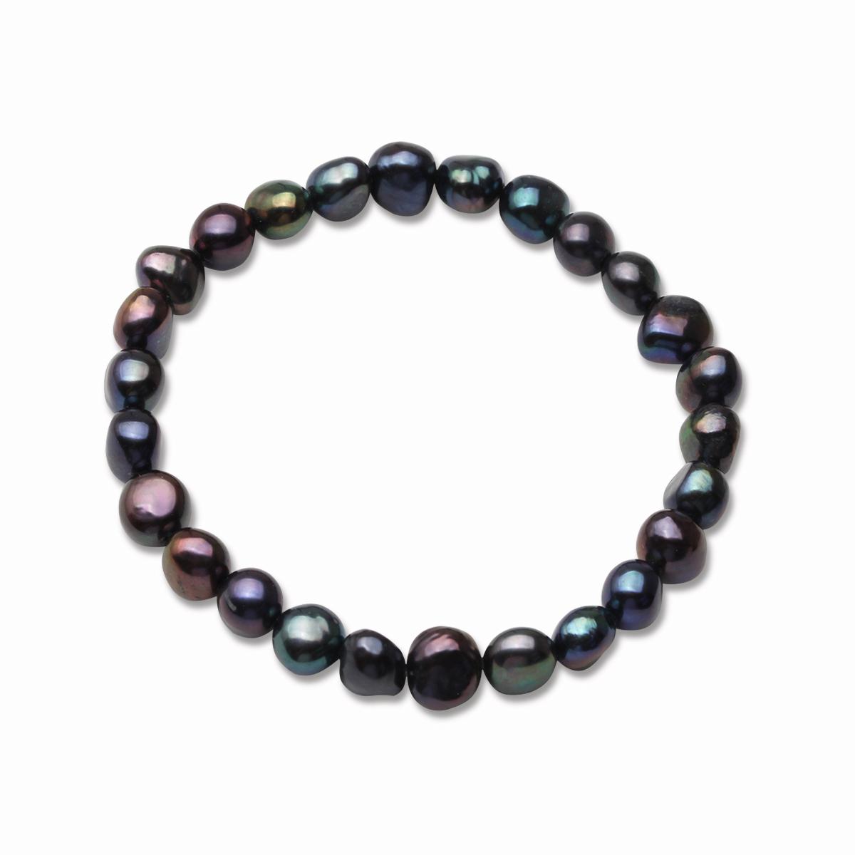 Real Freshwater Baroque Elastic Pearl Bracelet,Large Pearl Bracelet Adjustable Wife Mother Girls Gift White Black