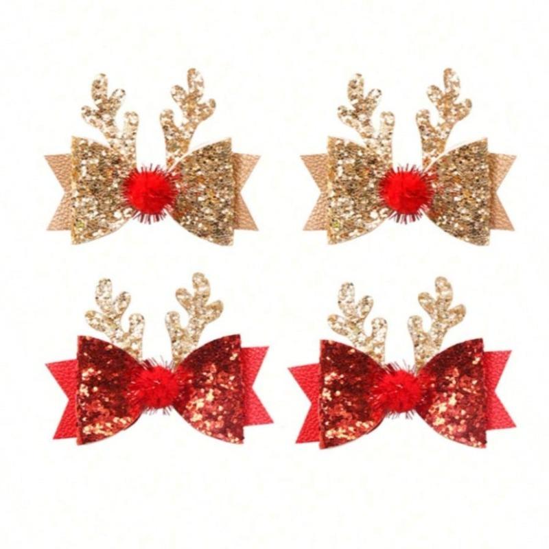 1pc Pet Cat Dog Bow Deer Theme Hair Clips, Suitable For Daily Use/Christmas