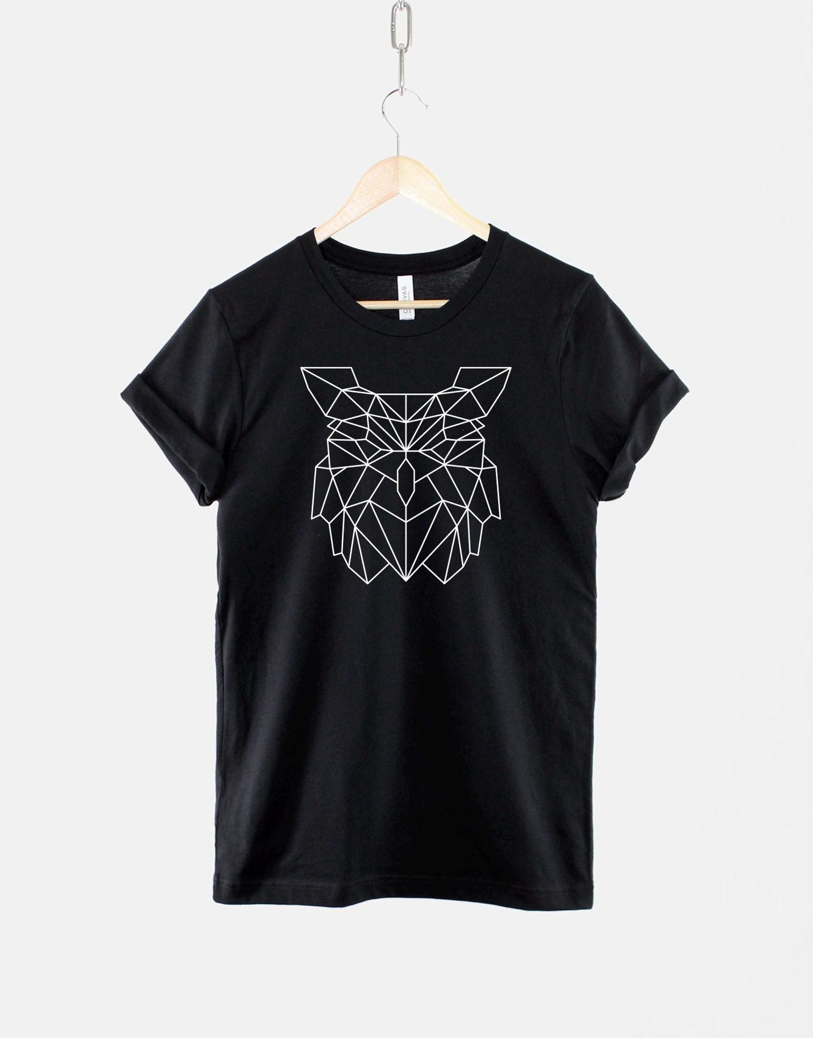 Geometric Owl Shirt – Modern Graphic Animal Print, Soft Cotton Tee 3XL