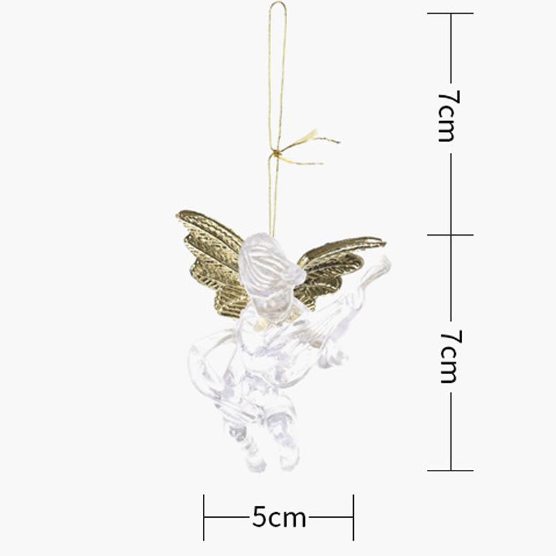 (4 Pcs/bag) 5x7cm Christmas Transparent Angel Pendant Holiday Party New Year Decoration Home Creative Children's Gift Plastic