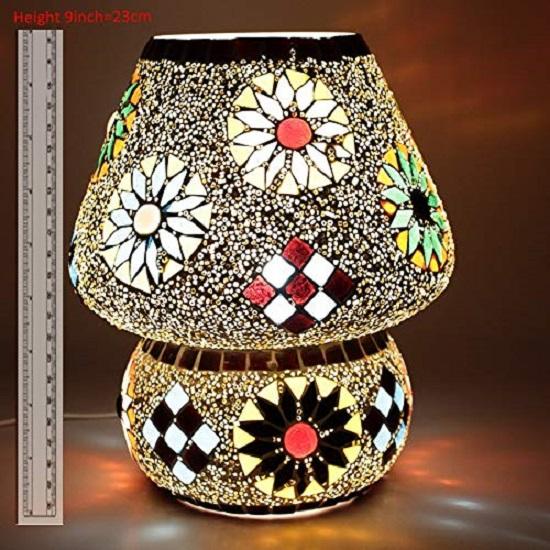 Glass Mosaic LED Mushroom Shaped Table Handcrafted Home Decor Lighting (Pack of 1)