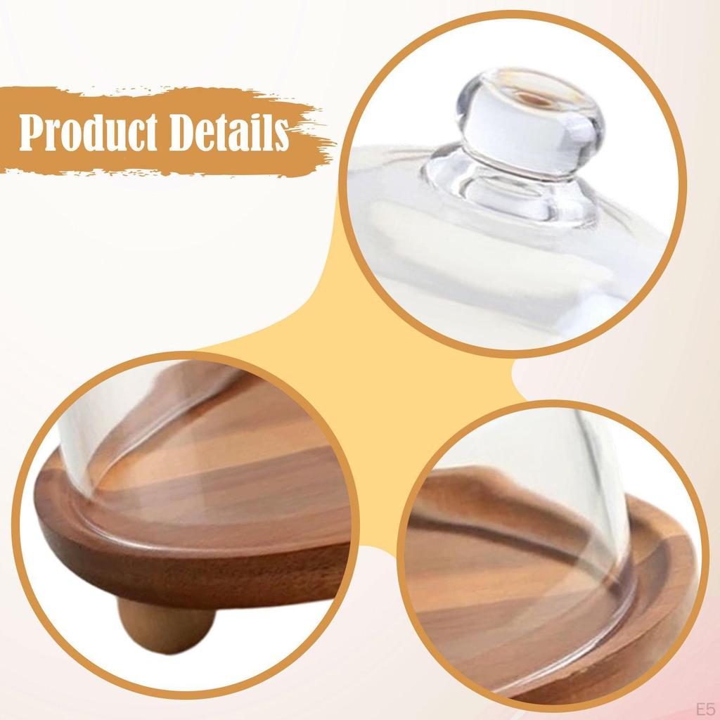 Cake Stand with Cover, Wooden Kitchen Tray, Serving Platter, Dessert Cheese