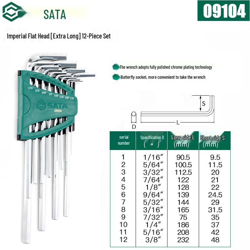 Zestaw kluczy Torx i sześciokątnych calowych SATA