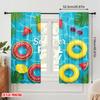 2pcs 2D Flat Printing Curtains Summer Pool Party Pineapple 100% Polyester Without Electricity Festive Wall Decor Perfect for