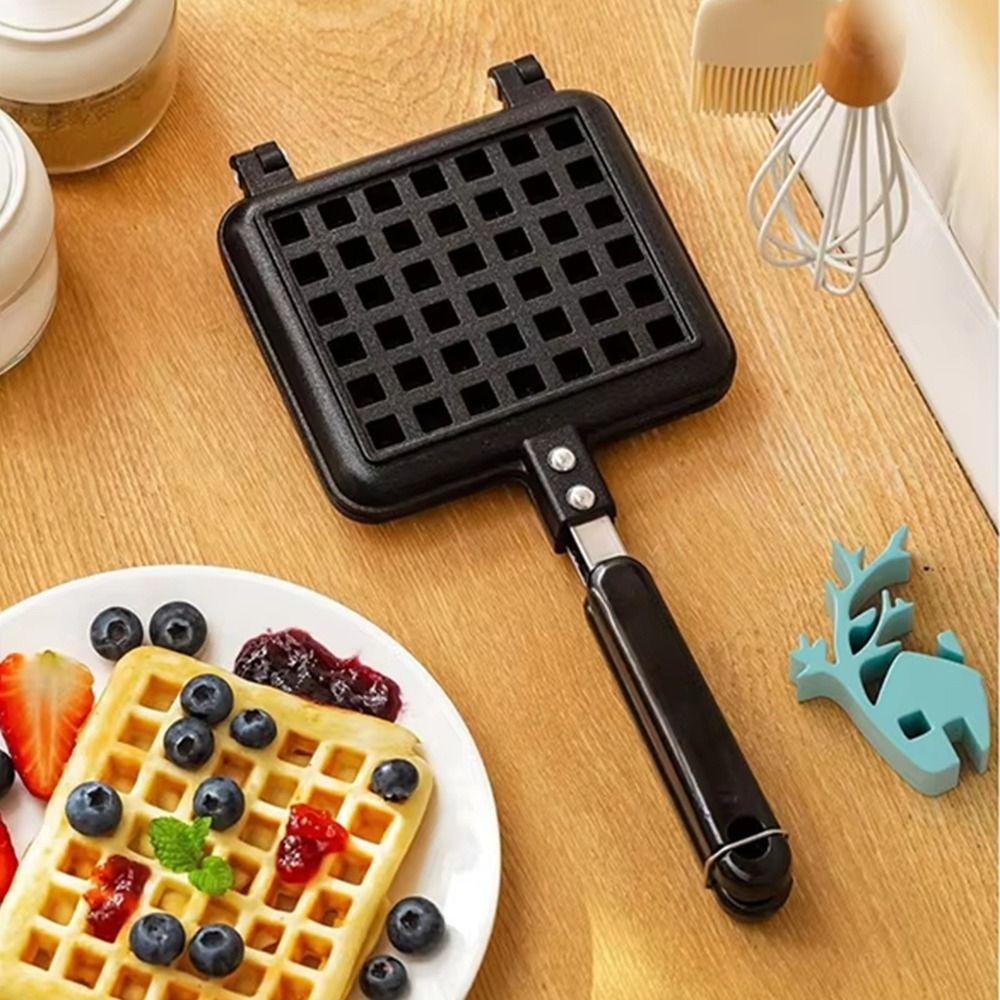Square Waffle Baking Mold Long Handle Waffle Maker Machine Easy Clean Toast Frying Pan  Stove Top