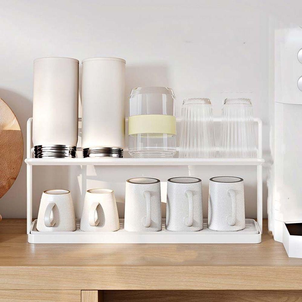 Sink Storage Rack Drain Cup Rack Double-layer Cup Storage Tray 2Layer Cup Storage Rack  Home