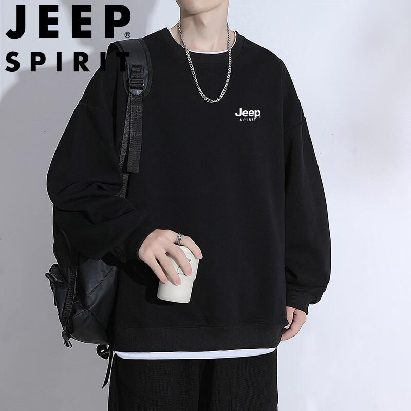 JEEP SPIRIT Men's Layered Look Round Neck Long Sleeve Sweatshirt