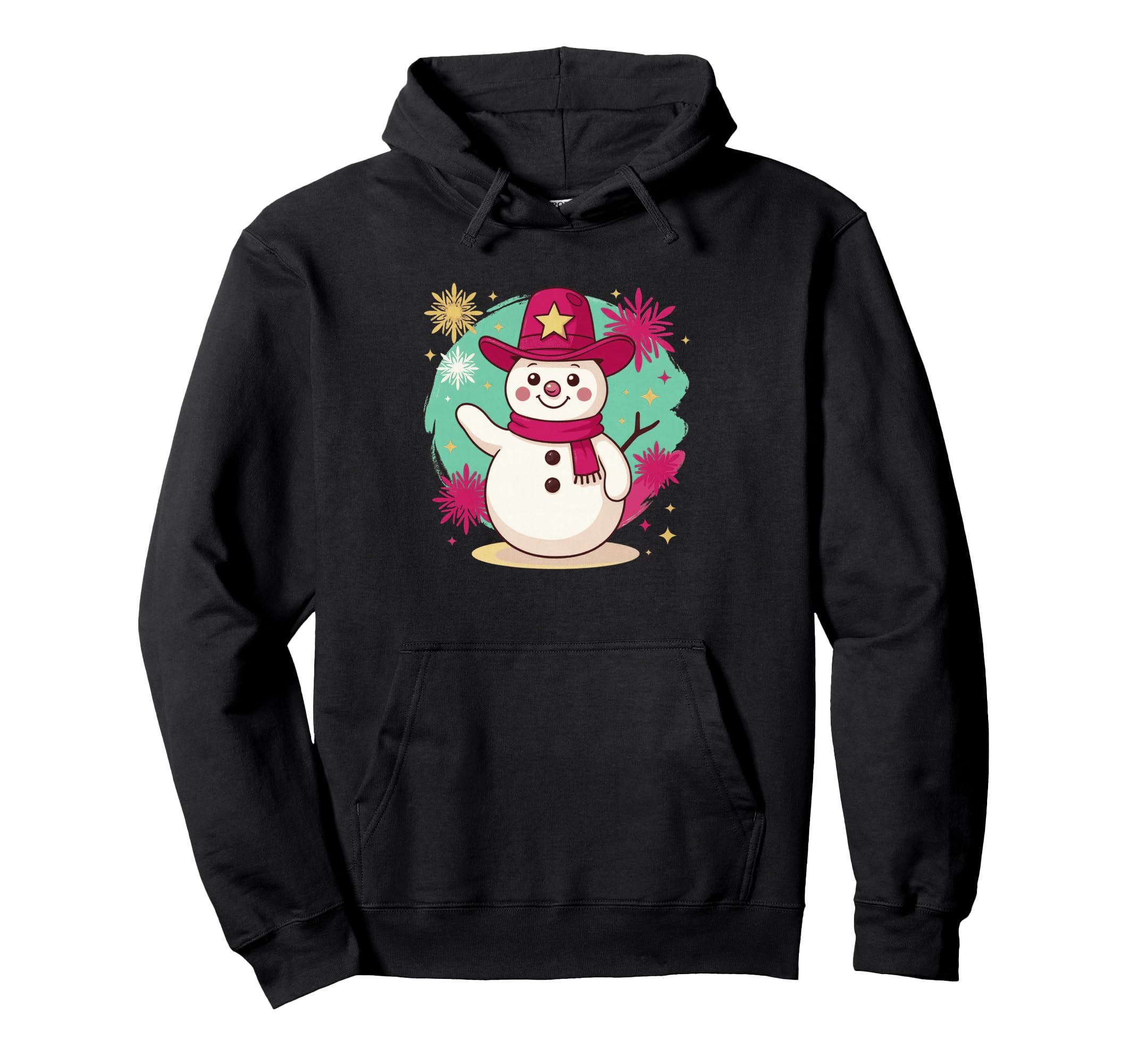 

Festive Snowman Cheerful Holiday Star Hoodie чёрный