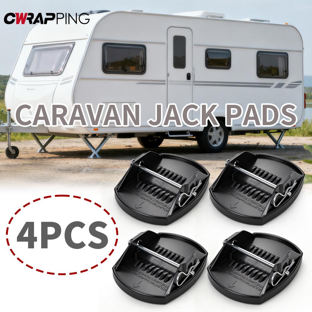 4Pcs RV Trailer Jack Pads Rv Motorhome Accessories Leveller Wheel Foot Leg Support Adapter Camping Accessories Caravan Equipment