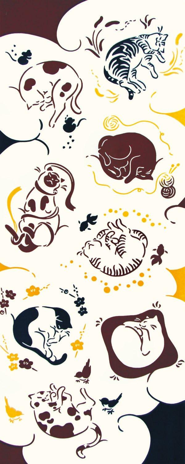 

Glattol Miyamoto Towel Kenema Tenugui Nap 36 x 90 51635 Chū-dyed Living Creatures Child, cm,