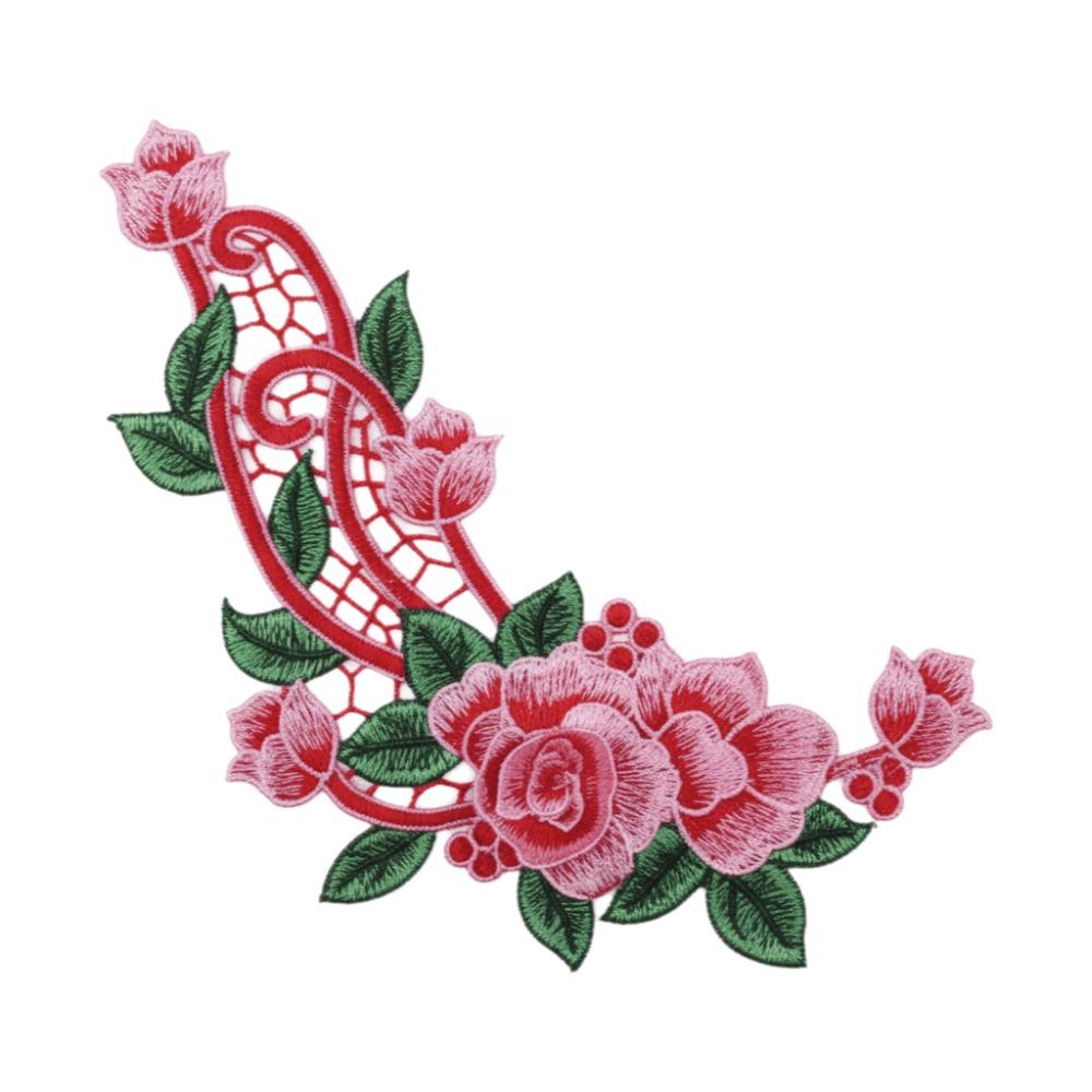 Red 30*20CM 3D Flower Embroidery Patch Sew On Patch Clothing Accessories  Home
