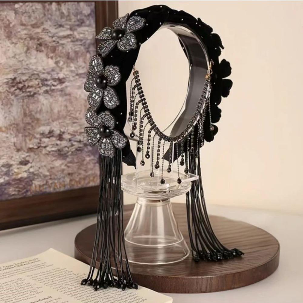 

Sweet Wide Hair Band Exquisite Elegant Headband Headwear Braid Flower Hair Hoop Holiday Decor чёрный