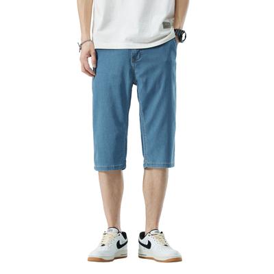 Ultra-thin Tencel Denim Shorts for Men, Cool, Loose, Straight, Casual, Versatile, Cropped Pants, Summer Trend, Versatile