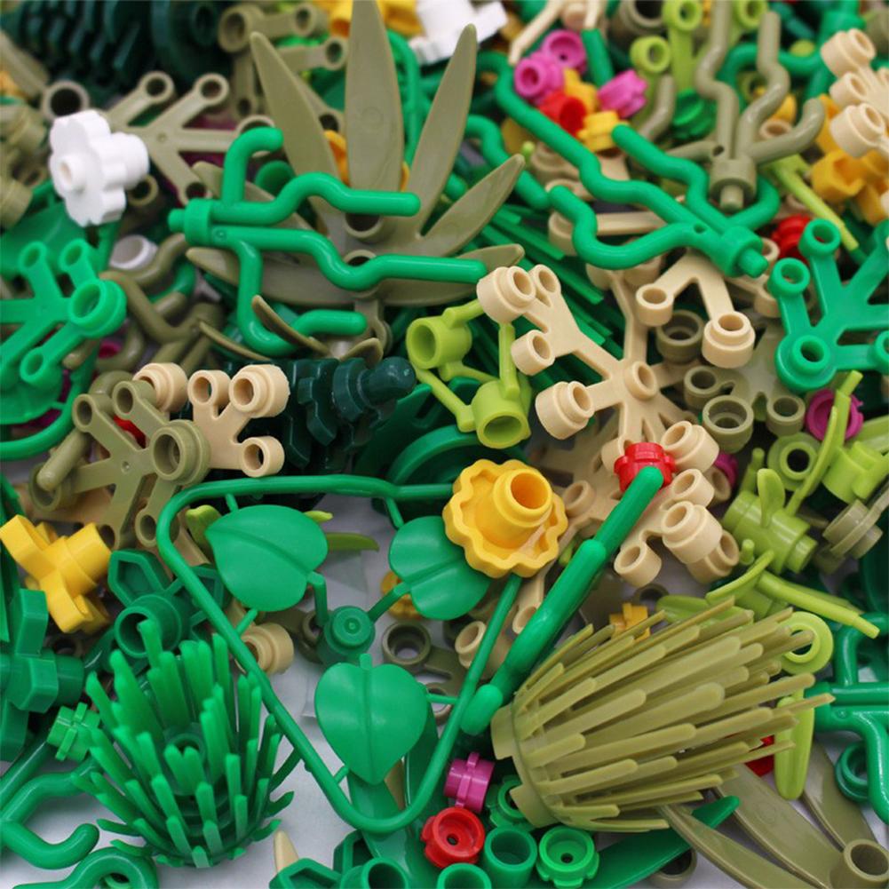 MOC Pflanzen Zubehör Steine Gras Baum Blatt Blume Busch Dschungel Bausteine Stadt Haus Straße Kinder Puzzle Zusammenbau Spielzeug