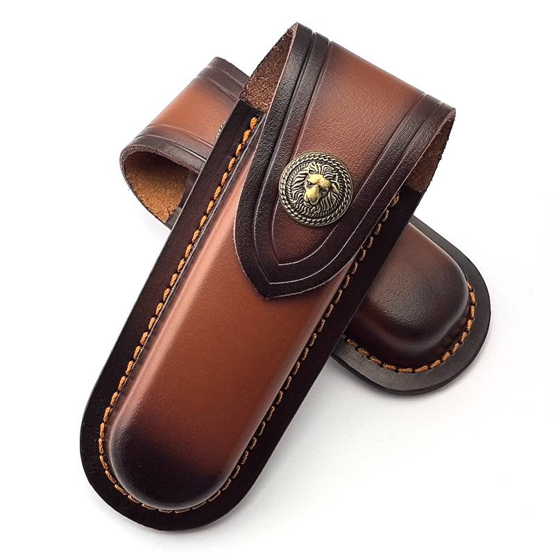 2 tamanhos com fivela de latão, couro bovino genuíno, couro bovino de grão superior, faca dobrável, canivetes suíços, alicate, bainha, capa para bainha, bolsa de armazenamento