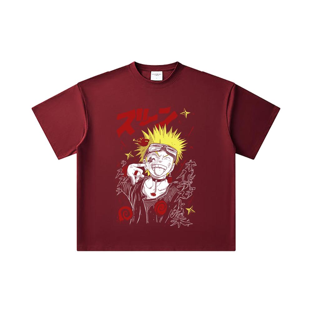 260 GSM Double Yarn 32 Count 100% Cotton Naruto V17 Print Unisex Heavy Cotton T Shirt