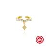 Gold-Tone C-Shaped Ear Cuff With Rhinestone Horse Eye Tassel No-Piercing Bone Clip Women