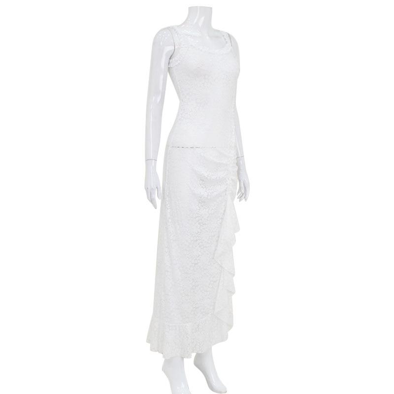 Damenmode Sexy Spitze Durchsichtiges Kleid Sommer Schlank Split Spice Kleid
