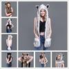 Plush Animal Ear Hat for Adult Unisex Earflap Gloves Scarf All In One Warm Trapper Hat Outdoor Activity Cold Weather Hat