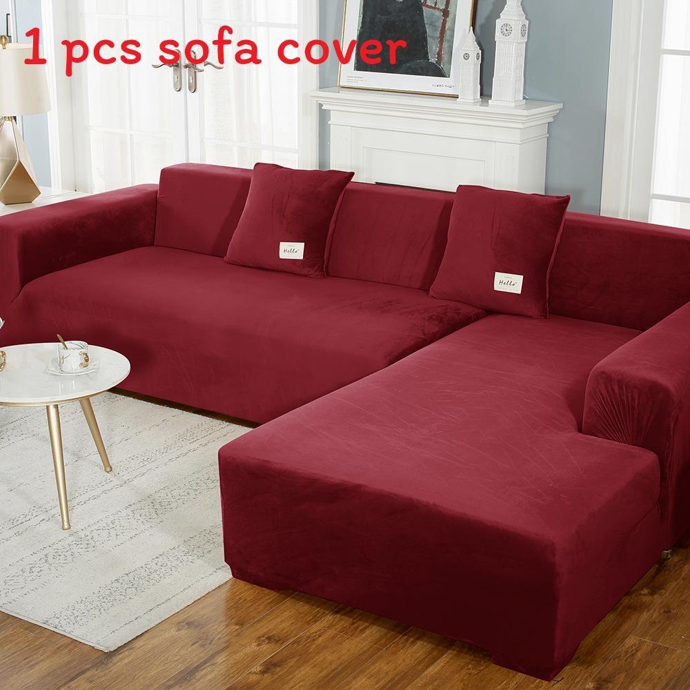 Simple Solid Color Plush Surface Sofa Protection Cover With Anti Slip Strip For Household Protection