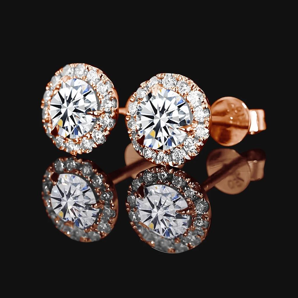 D cor 1.2CT Moissanite Stud Brincos para Mulheres Banhado a Platina Prata Esterlina Diamante Brincos de Orelha Jóias Finas de Casamento