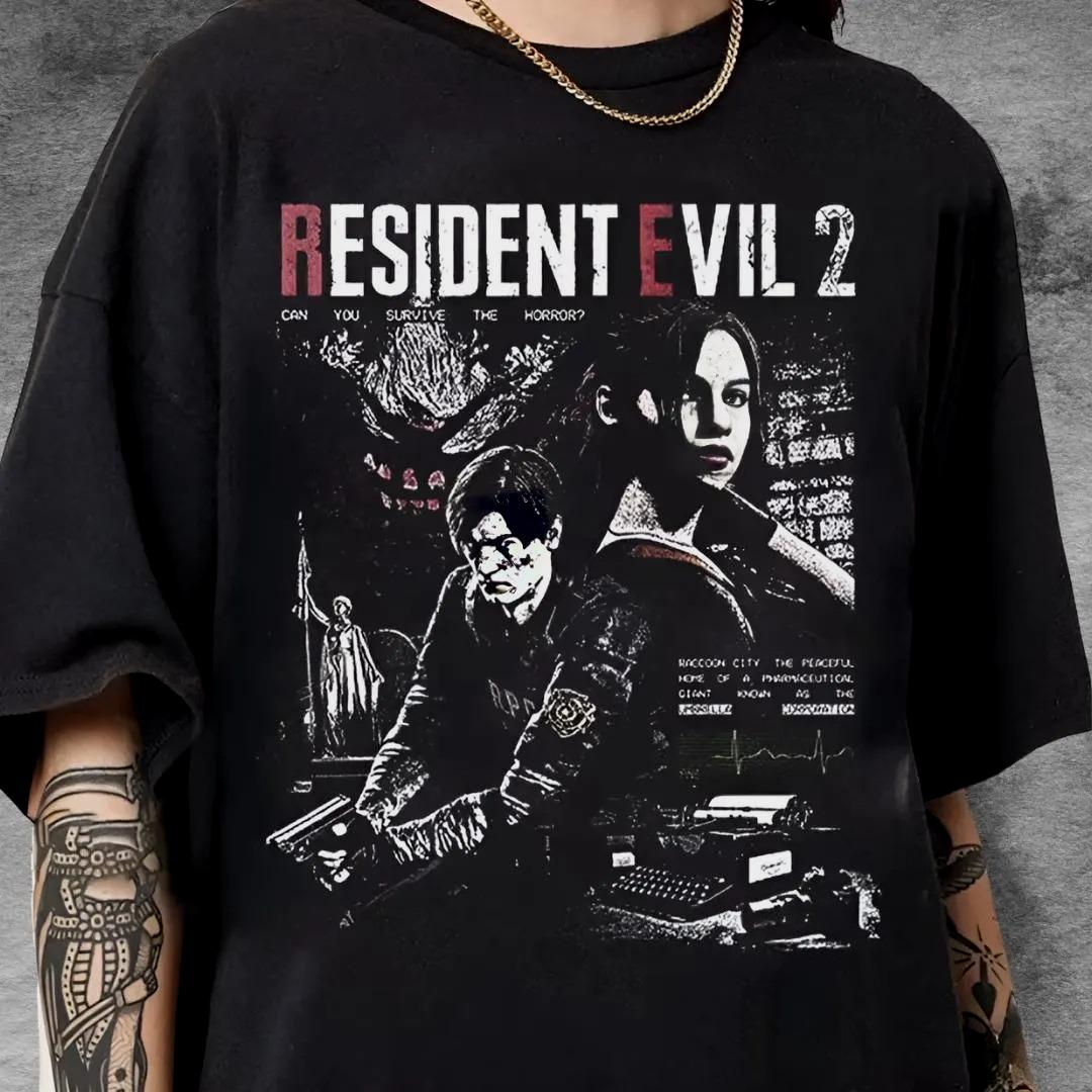 

Игра Resident Evil 2 Повседневная Модная Графическая Винтажная Y2K Футболка Женская Унисекс Хлопковая Футболка Летняя Весенняя Оверсайз Новинка Свободные Топы S