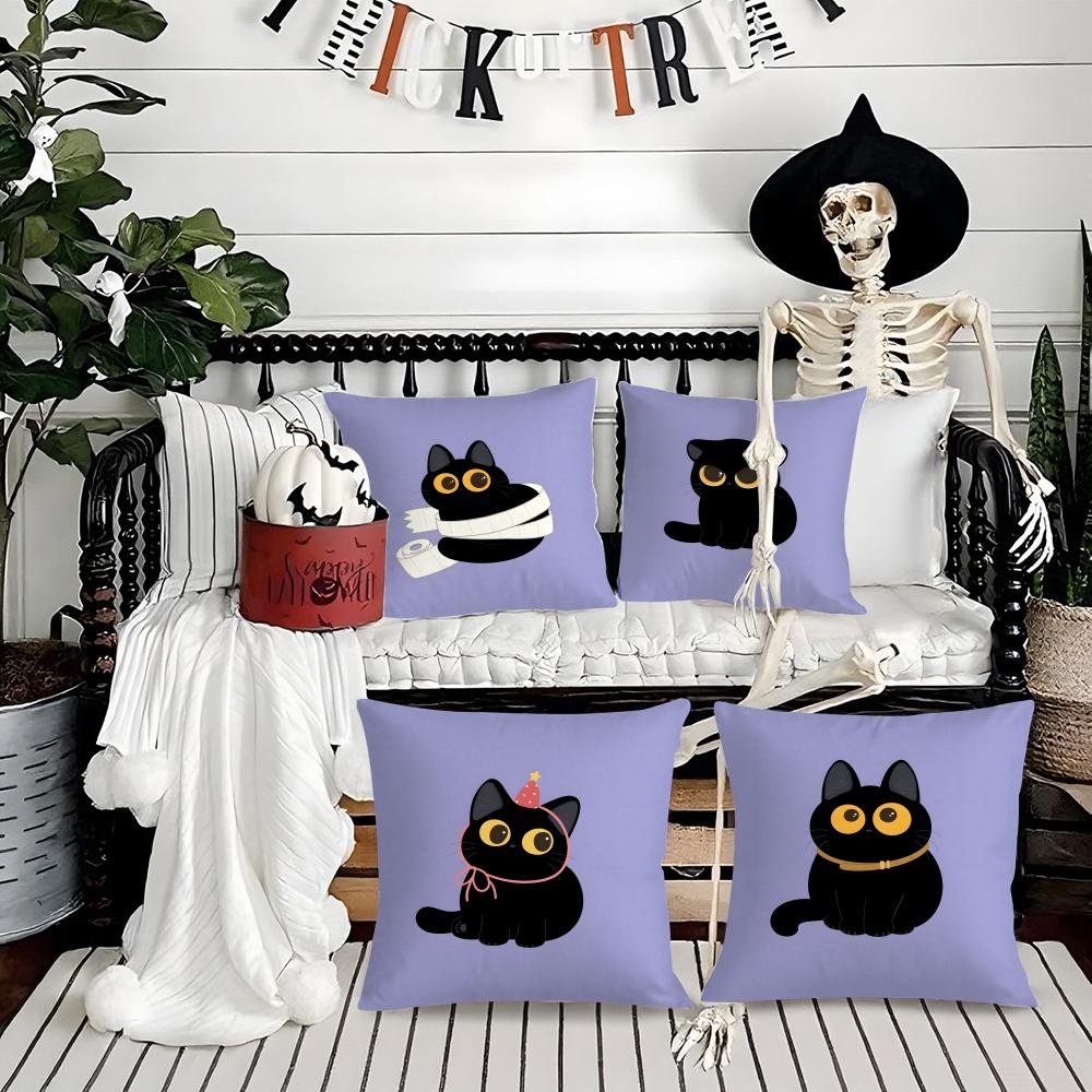 Cartoon Cute Black Cat Home Pillow Case Printing Pillowcase Living Room Sofa Cushion Cover Bedroom Room Decor