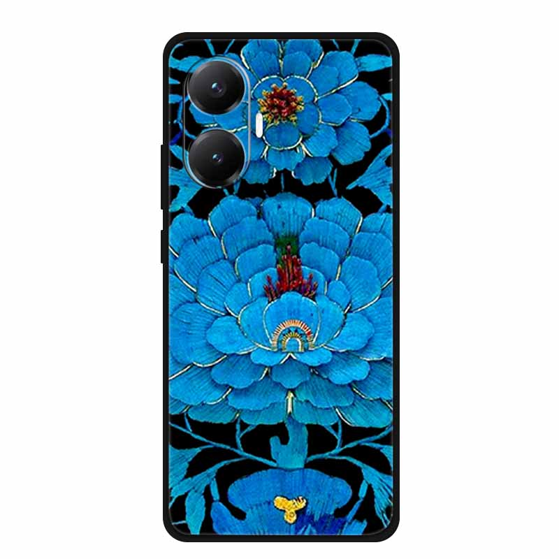 3D Cover For Redmi Turbo 4 Pro 5G Black Bumper Shell Flower Emboss Case Xiaomi POCO F7 Cartoon Flowers Anime Funda Phone Covers