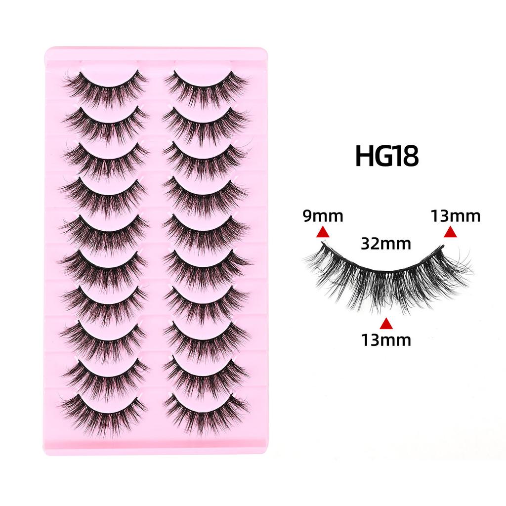 10 Paar Dicke Falsche Wimpern Dreidimensional Geschwungen Flauschig Hörnchenförmige Katzenaugen-Wimpern 2026
