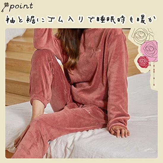 AICA Pajama Warm and Comfortable Fluffy Micro Long Solid One Size Dark Gray Women's 2-Piece Set, Loungewear, Nightwear, Sleepwear, Fleece, Sleeves,