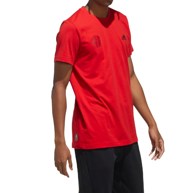 adidas T Shirts Men's Light Scarlet Crew Neck Moderate Straight Fit FU6220