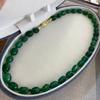 Retro Light Luxury High Sense Green Agate Stone Beaded Necklace Femininity Chinese Style Guochao Ethnic Style Cheongsam Collarbone Chain
