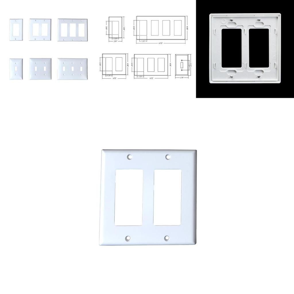 Sleek And Durable White Decorator Outlet Wall Plate Rocker Switch Cover For Home