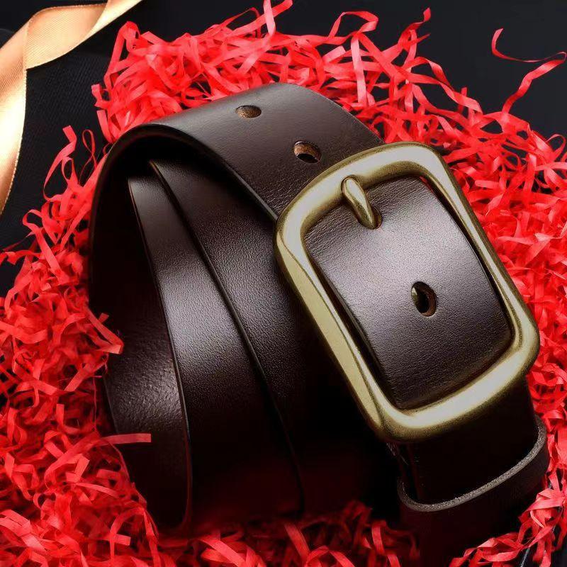 Meier Belt men's genuine leather youth k-style pin buckle first layer pure cowhide retro belt