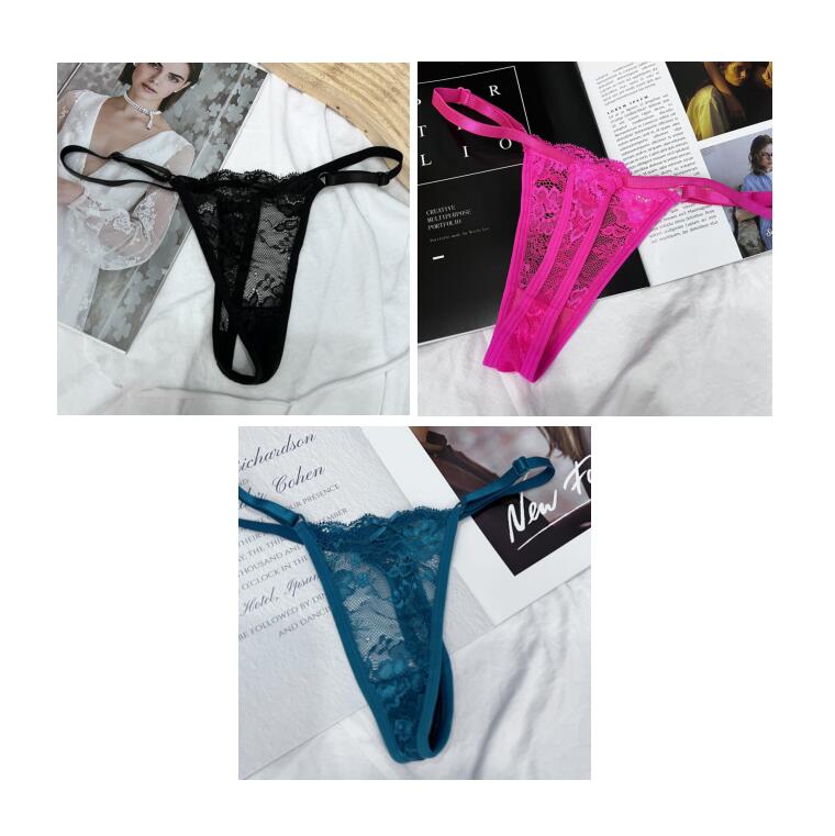 3Pcs/Set Adjustable Belt Sexy Women Lace Thong Panties Low Waist G-String Underwear Hollow Out Lace Lingerie