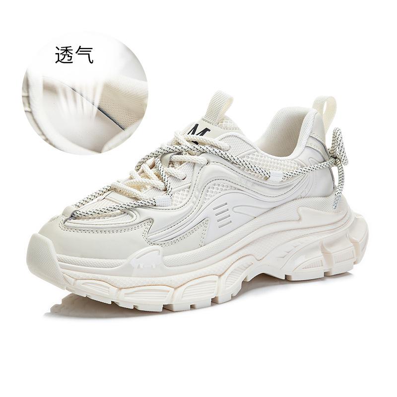 Leather Daddy Shoes Women's 2025 Spring New Women's Platform Mecha Sneakers Women's Height Increasing Versatile Shoes Women's Trend