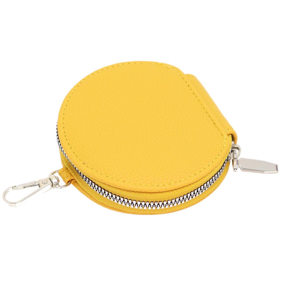 Solid Round Mini Wallet Women Portable Coin Bag Men Cosmetic Bag Multi-functional Student Coin Purse Keyring