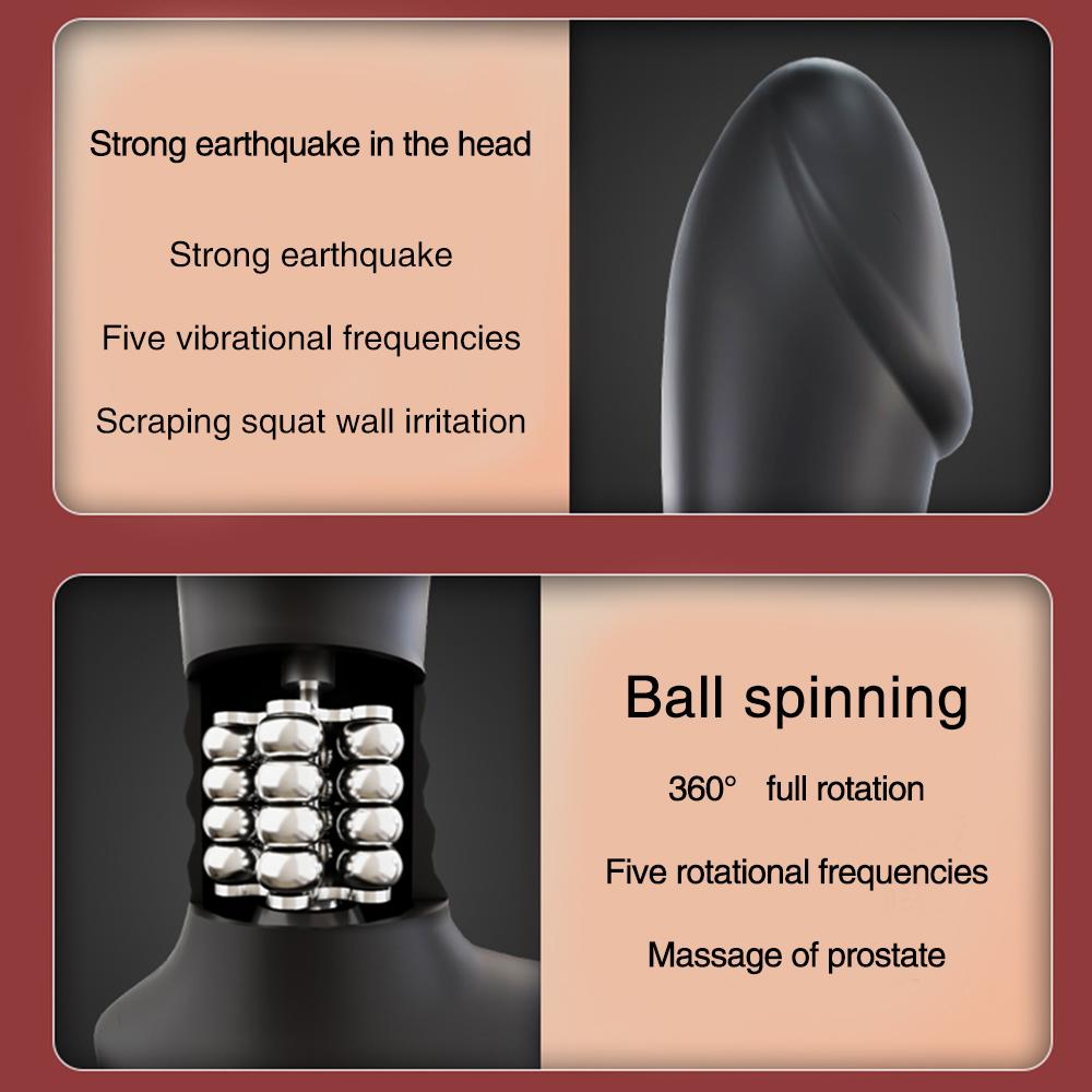 Silicone Anal Vibrator Rotation Beads Prostate Stimulator Massager Delay Ejaculation Ring Anal Butt Plug Dildos Sex Toys for Men