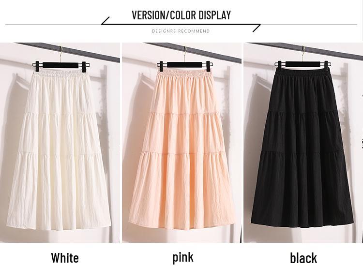 Plus Size Pink Summer A-Line Skirt with Sweet, Slimming Waist-Cinched Layers