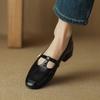 French retro Mary Jane women's shoes spring and autumn 2024 new brown T-word with thick heel single shoes medium heel small leather shoes