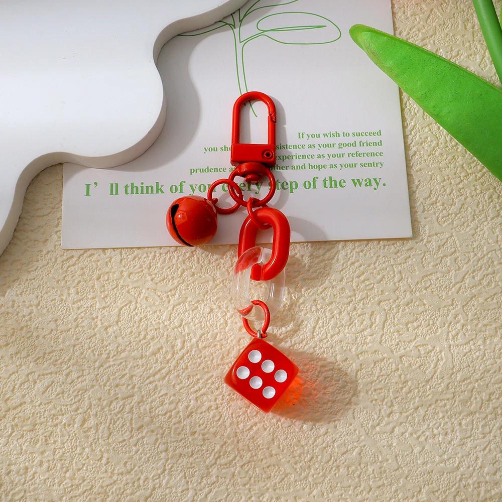 

Красочные акриловые кости брелок милый мини колокольчик подвески брелок женский кошелек чехол для наушников подвеска автомобильный брелок сумка аксессуары