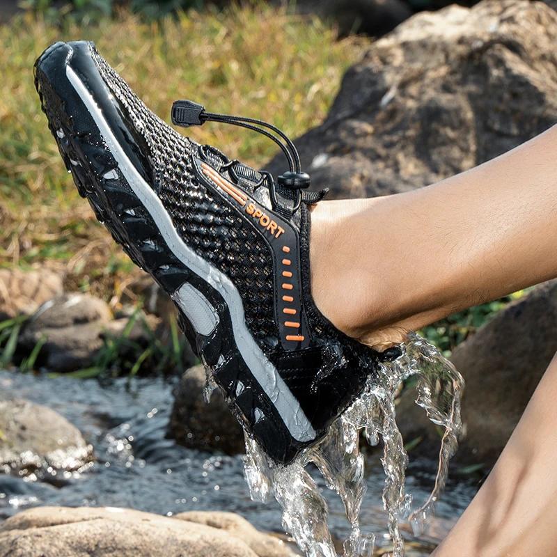 Men Hiking Shoes Summer Breathable Mesh Mens Sneakers Outdoor Big Size 47 Wading Shoes Athletic Walking Shoes Climbing