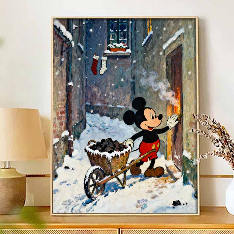 Disney 5D diamond painting set Christmas Mickey DIY handmade diamond painting art production diamond decorative paintingsnow scene