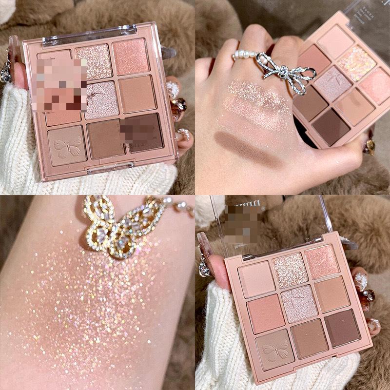 9 Colors Glitter Eyeshadow Palette Eyeshadow Primer Waterproof Nude Eye Pigment Matte Shimmer Matte Eye Shadow Powder Makeup Kit