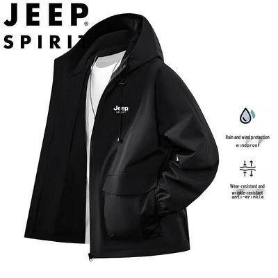 JEEP SPIRIT Men's Casual Hooded Windbreaker Jacket