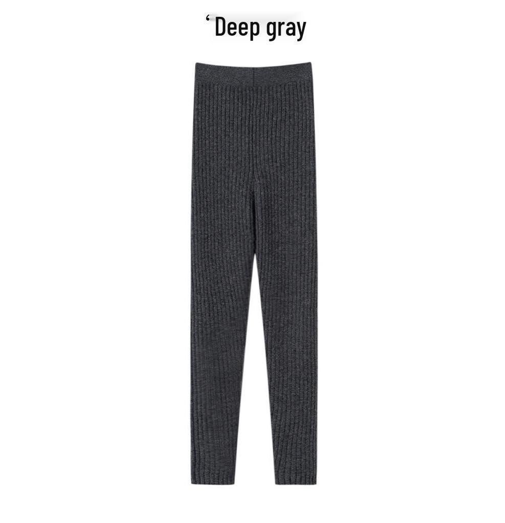 Women's 100% Cashmere Leggings: Slim-Fit, Ribbed, Plush, Body-Shaping Pants for Outerwear or Layering, Perfect for Autumn/Winter.