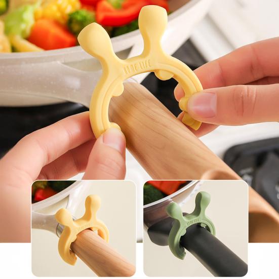 3 Stück Silikon Topfgriff Hitzebeständig Spatelhalter Rutschfest Utensilienklemme Anti-Überkochen Überlauf Dampföffnung Küchenorganisator Kochzubehör