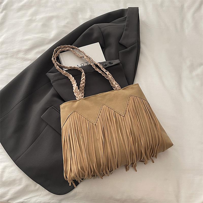 

Tassel bag big bag retro bohemian woven portable shoulder bag women s tide travel style хакі