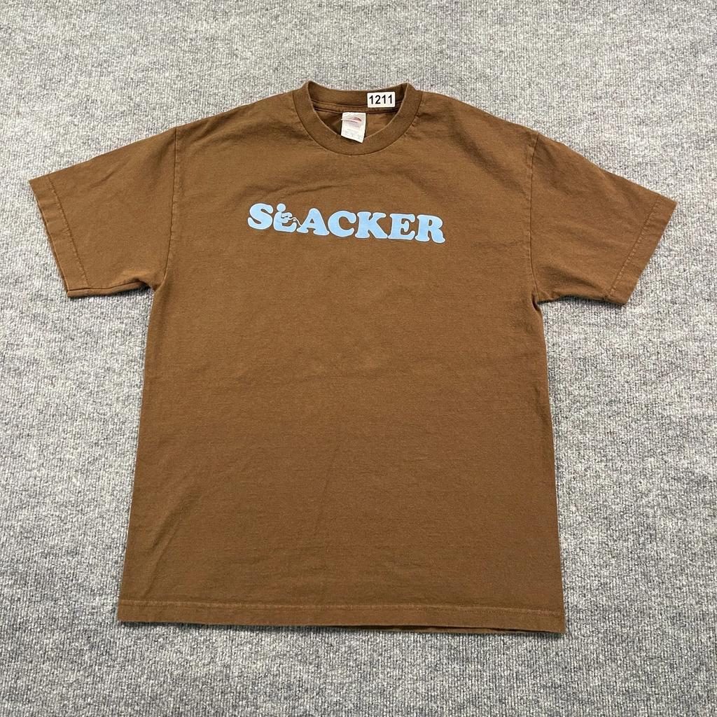 Vintage 90s Lazy Gamer Slacker Shirt Large 21x27 Brown Spellout