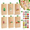 Christmas Gift Bags with Stickers - 24 Sets Advent Calendar Candy Paper Bags